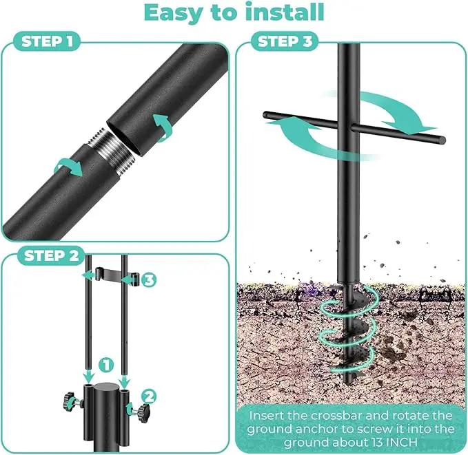 Mrcrafts Bird Feeder Hook for Outdoor, 82 Inch Hevy Duty Bird Feeder Poles, Bird Feeder Stand Station, Garden Hook for Hanging Plants, Lanterns, Hummingbird Feeders by GreenHaven Gardens