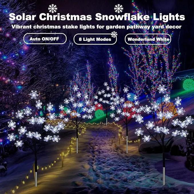 4-Pack 80LED Solar Snowflake Stake Lights - 8 Modes, Waterproof Outdoor Christmas Decorations for Garden, Yard, Pathway, Walkway by GreenHaven Gardens