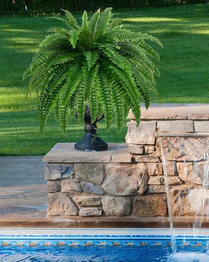 GYERB Large Fake Boston Ferns, 88 Branches Artificial Ferns, Faux Fern Plants for Home, Office, Garden Indoor Outdoor Decoration(48 inch,1pack) by GreenHaven Gardens