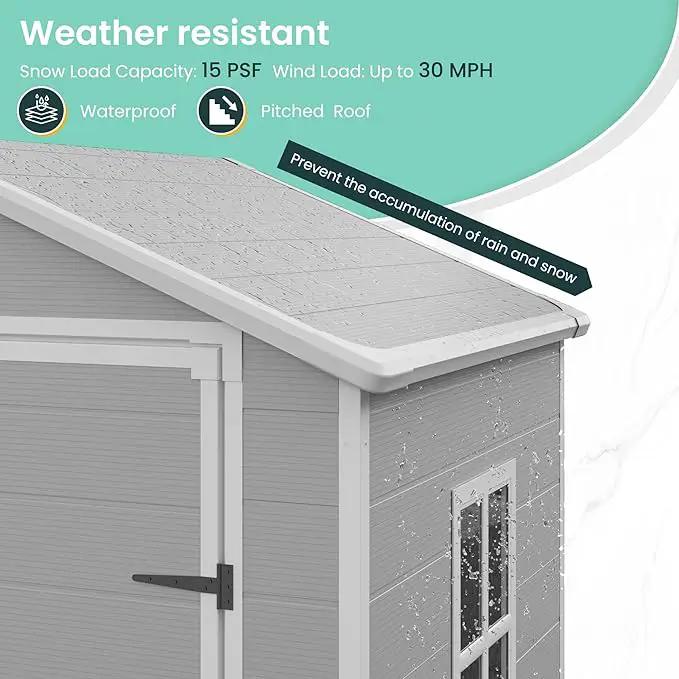 UDPATIO Outdoor Resin Storage Shed 6x4.5 FT, Plastic Garden Shed for Bike, Garbage Can, Tool, Outside Sheds with Lockable Door for Backyard, Patio, Lawn, Grey & White by GreenHaven Gardens