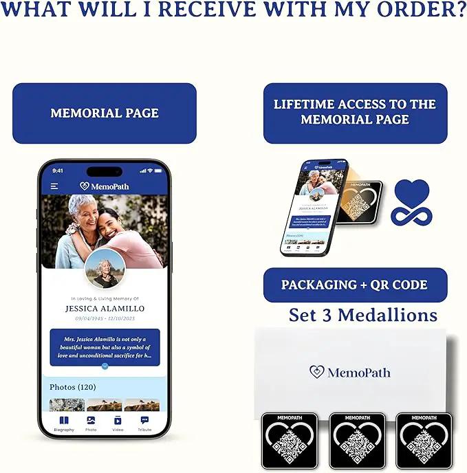 3 pcs QR Memorial Plaque and Memorial Webpage - Cemetery Plaques for Grave, Cemetery Qr Code, Memorial Qr Code for Headstone, Memorial Plaques, Memorial Gifts for Loss of Loved One by GreenHaven Gardens