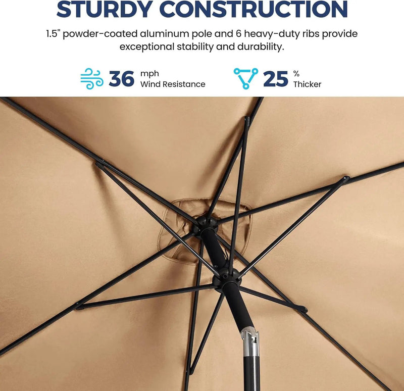 SUNVIVI OUTDOOR Patio Umbrella, 6.5' x 10' Rectangular Patio Umbrella, Metal Pole Square Outdoor Umbrella with Crank and Push Button Tilt, 6 Steel Ribs, Polyester Canopy by GreenHaven Gardens