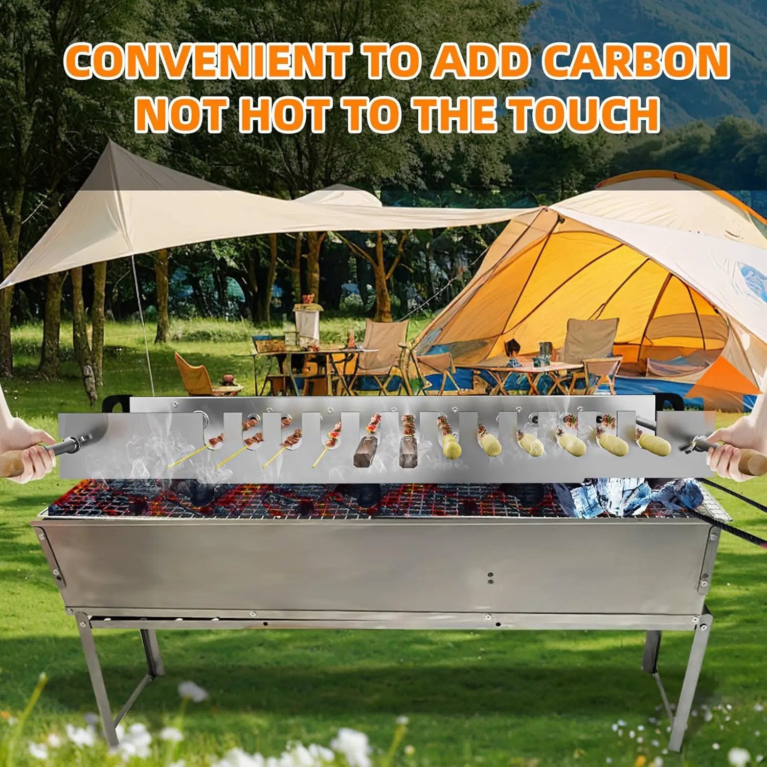 Stainless Steel Electric Barbecue Grill, Automatic Rotating, Adjustable Width for BBQ (G500) by GreenHaven Gardens