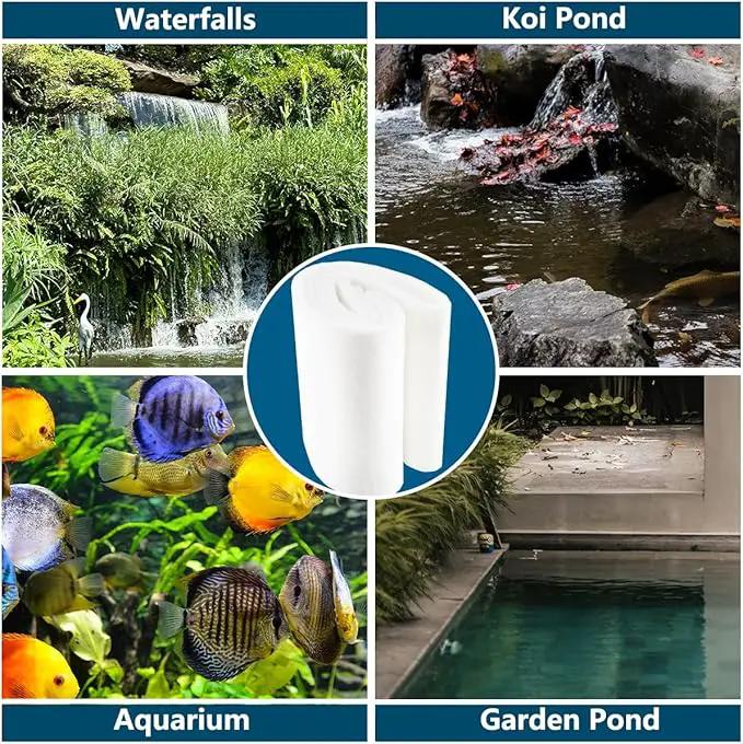 White Koi Pond Filter Pad Fine Bulk - Cut to Fit - Durable Fish Pond Filter Media - Water Garden Aquariums Filter Material - 23.6" x 12" x 3/5" - 4/5" Thickness - 3 Pack by GreenHaven Gardens