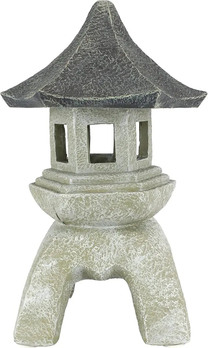 Design Toscano Asian Decor Pagoda Lantern Indoor/Outdoor Statue, Set of 2 Large, Cast Stone Resin, Two Tone Stone Finish by GreenHaven Gardens