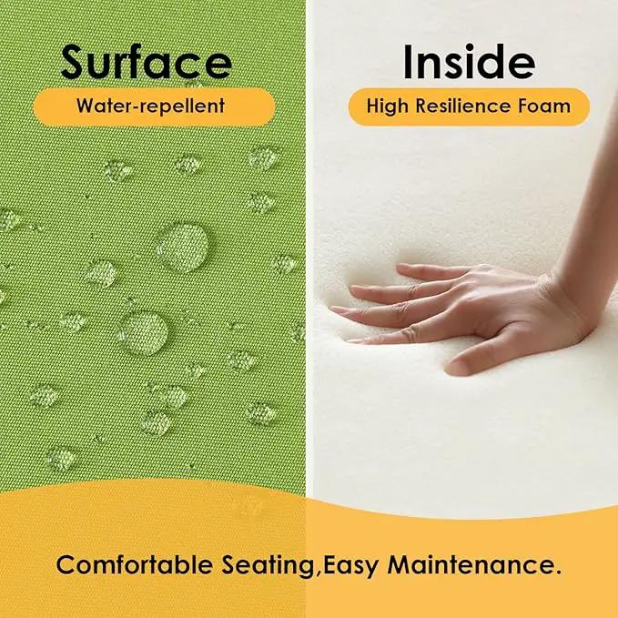 Outdoor Sunbrella Square Corner Seat Cushion, 18.5"x16"x3", Set of 4, Non Slip Seat Cushion Pads with Removable Cover for Patio Furniture, Garden Yard Lawn, Canvas Ginkgo by GreenHaven Gardens