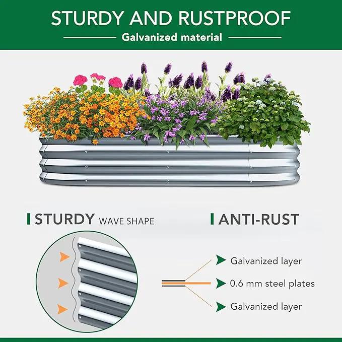 Raised Garden Bed -5×3×1ft Galvanized Planter Box for Outdoor Gardening and Planting, Ideal for Vegetables and Plants by GreenHaven Gardens