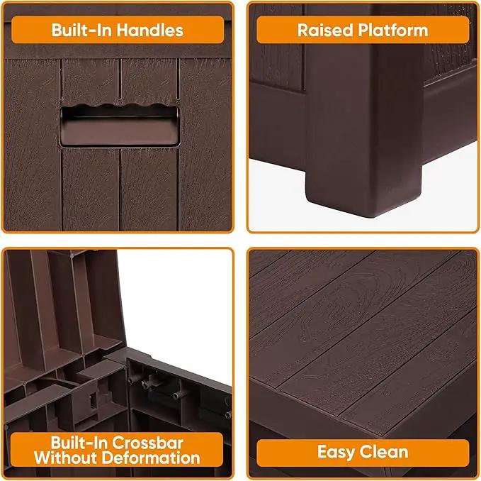 51 Gallon Resin Deck Box, Outdoor Storage Box Waterproof for Patio, Garden, Pool, and Deck, Storage Solution for Cushions, Tools, Delivery Packages, Brown by GreenHaven Gardens