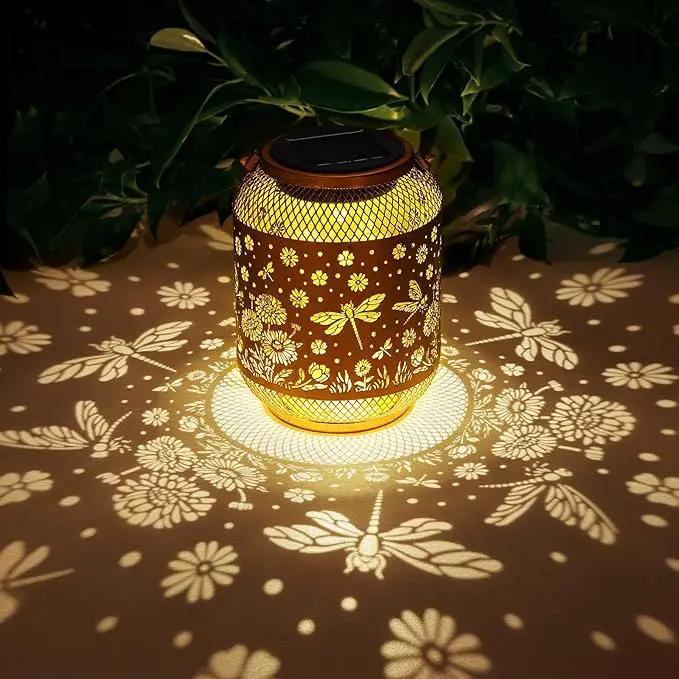 2 Pack Solar Lanterns Outdoor Waterproof Dragonfly Garden Decor Birthday Gifts for Women Mom Grandma Hanging Solar Lights Metal Decoration Outside for Yard, Patio, Backyard, Porch,Pathway by GreenHaven Gardens