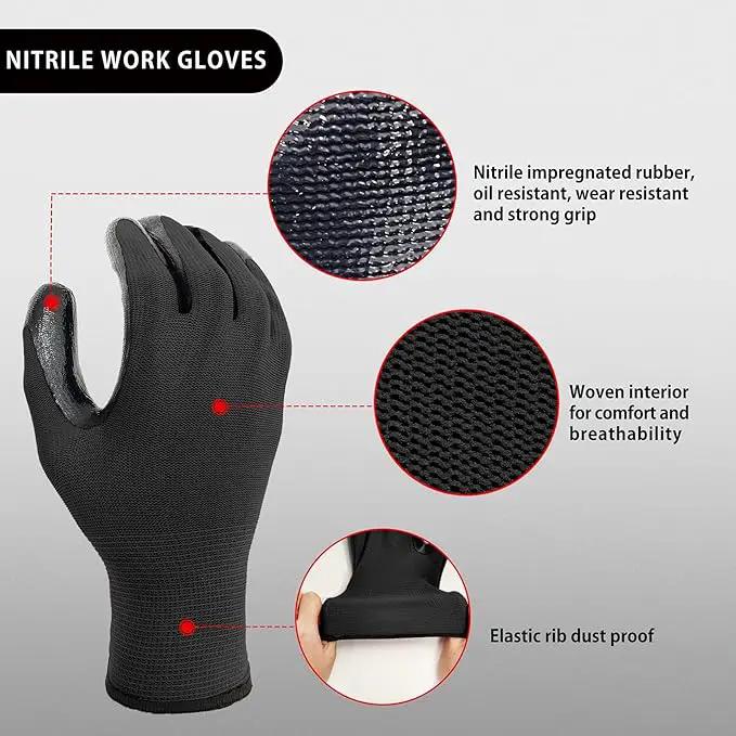 Evridwear Work Gloves with Grip Rubber Coated for Men Women Warehouse Mechanic,12 Pairs Bulk by GreenHaven Gardens