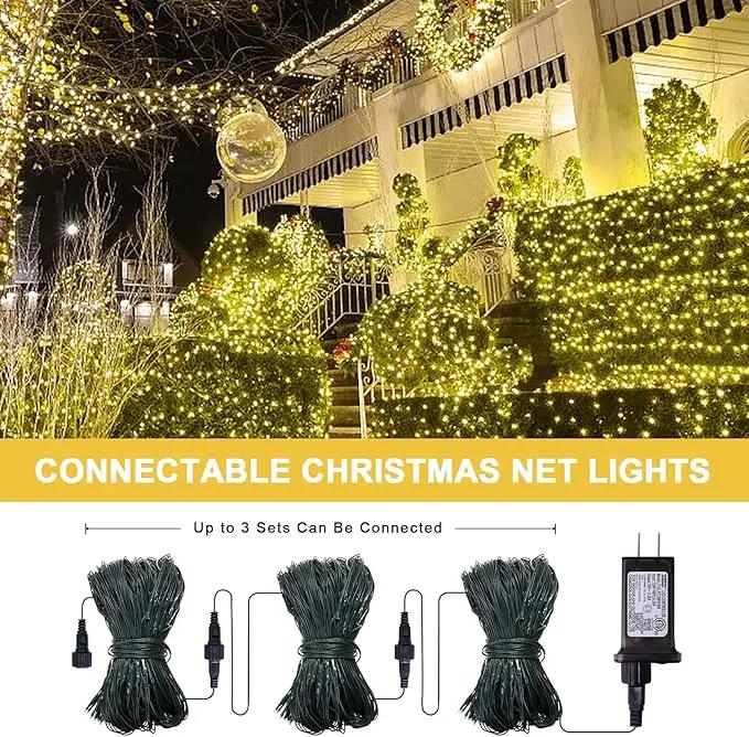 JMEXSUSS 360 LED Christmas Net Lights Outdoor Waterproof, Connectable 12ft x 5ft Net Lights Outdoor Mesh Lights with Remote, Plug in Warm White Net Lights for Bushes Shrubs Christmas Decorations by GreenHaven Gardens