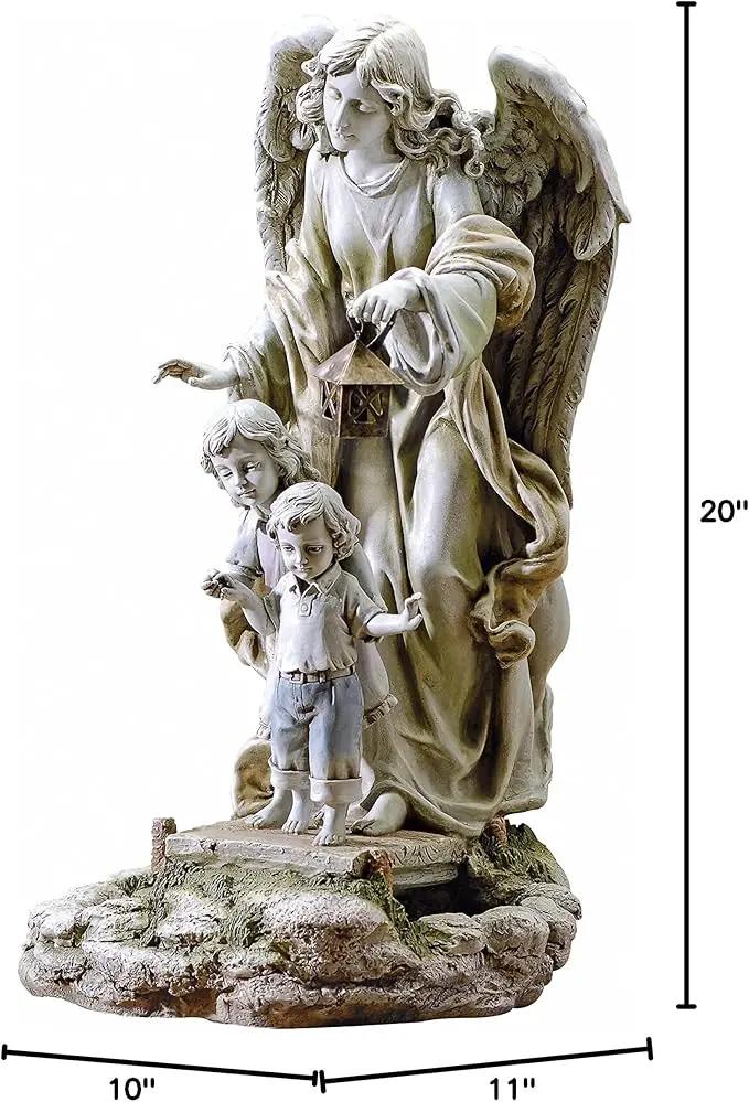 Joseph's Studio by Roman, Solar Guardian Angel Garden Statue, Religious Outdoor Decor by GreenHaven Gardens