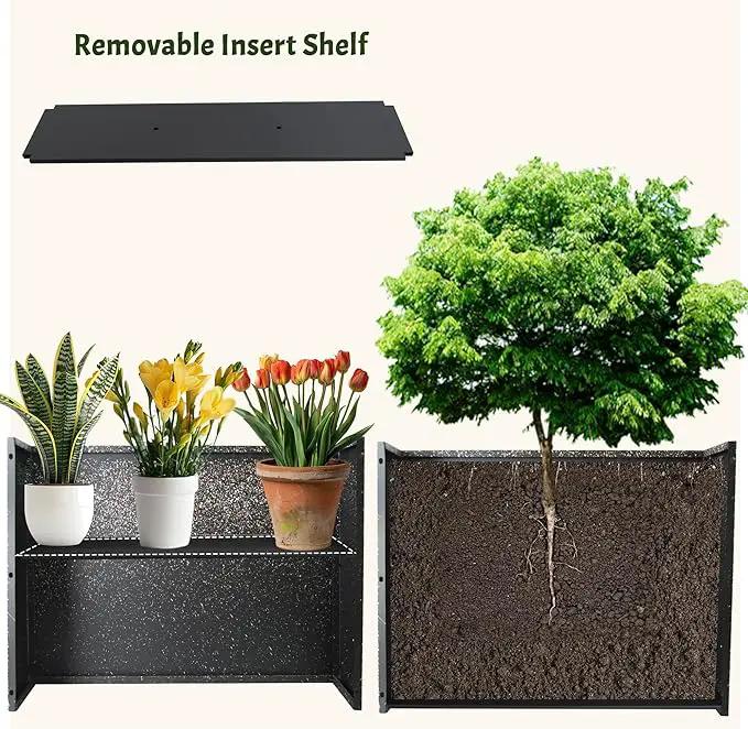 Metal Planter Box Rectangular Planter, 35.5" Lx 10" Wx 28" H Terrazzo Pink Large Planters with Drainage Holes, Galvanized Steel Tall Planters for Patio/Porch by GreenHaven Gardens