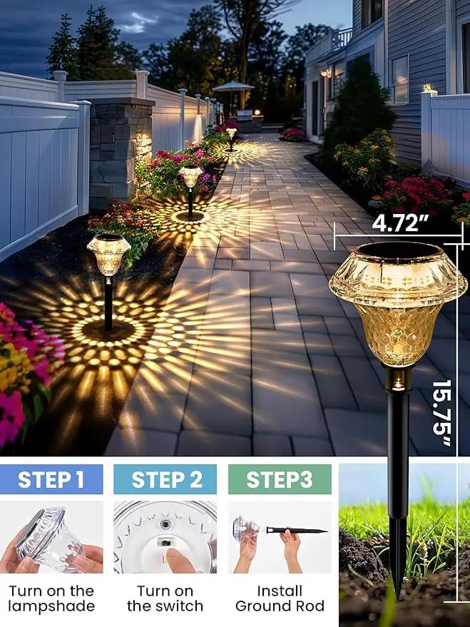 SOLPEX Solar Pathway Lights Garden Decor for Yard, Garden Lights Solar Powered Waterproof Landscape Lighting, Solar Outdoor Lights Porch Decor for Path Walkway Driveway (8 Pack Warm White) by GreenHaven Gardens