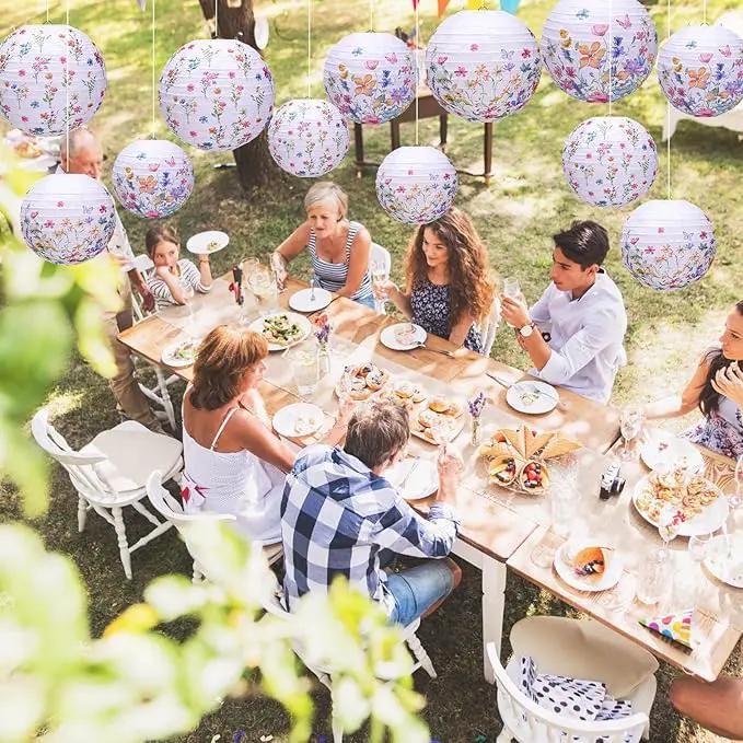 Riakrum 12 Pcs Wildflower Paper Lantern Set Floral Party Decorations Flower Paper Round Lanterns Wildflower Lantern Kit for Spring Baby Shower Bridal Shower Wedding Birthday Tea Party Supplies by GreenHaven Gardens