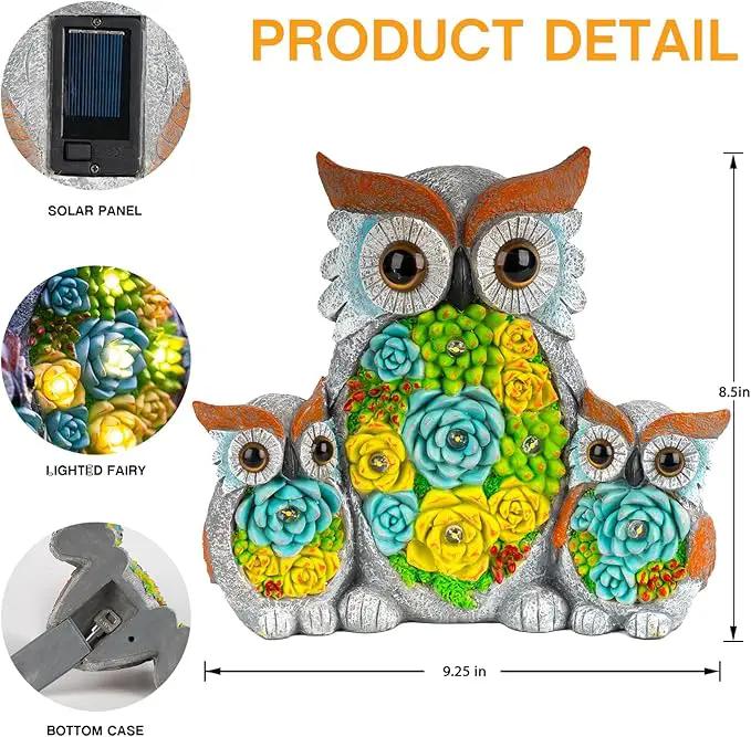 Solar Garden Statue Lights Owl Figurine with LED Lights, Outdoor Garden Succulent Ornaments Christmas Gift Waterproof Decoration for Outside Patio Yard Lawn Decor by GreenHaven Gardens