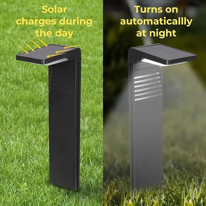 Techko Outdoor Solar L-Shaped Path Lights (2-Pack), Modern Minimal Design, Waterproof IP65, Garden Lights for Landscape, Yard, Walkway, Pathway,Matte Black by GreenHaven Gardens