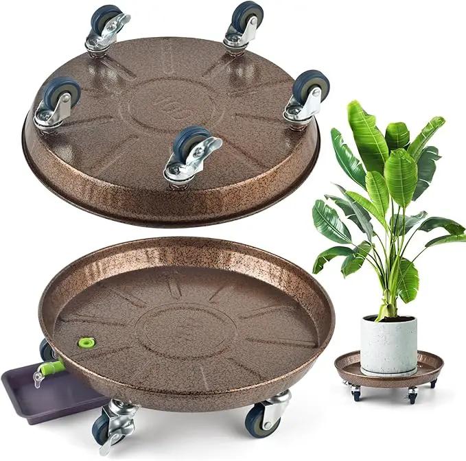 PACETAP 2Pack 15.7'' Large Plant Stand with Lockable Wheels, Heavy-Duty Plant Caddy with Casters for Indoor and Outdoor, Round Rolling Plant Stands Garden Pot Mover to Carry Potted Flower Pot by GreenHaven Gardens