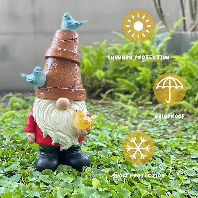 Solar Garden Gnome Figurine, Cute Resin Gnome Sculpture, Garden Gnome Statues Outdoor Decor, Funny Gnome Gift Sculpture Decoration for Home Patio Yard Lawn Porch Ornament by GreenHaven Gardens