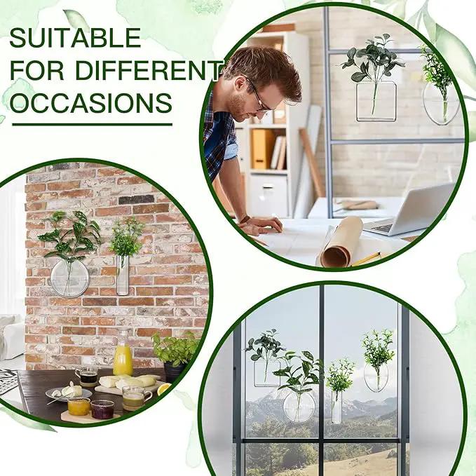 Baderke 4 Pcs Wall Hanging Planter Wall Window Propagation Station Hanging Planter Glass Terrarium Container Plant Propagation Station Vase for Garden Office Decor(Geometric) by GreenHaven Gardens