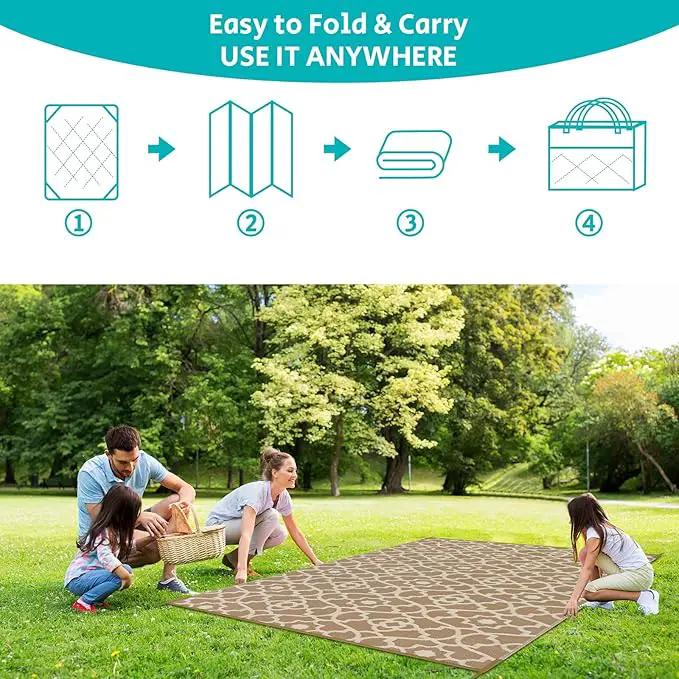 HEBE Outdoor Rug Waterproof 8x10, Plastic Straw Rug Camping Rug, Reversible Outdoor Patio Rugs RV Mat Clearance, Indoor Outside Floor Carpet for Porch,Deck,Camper,Balcony,Backyard by GreenHaven Gardens