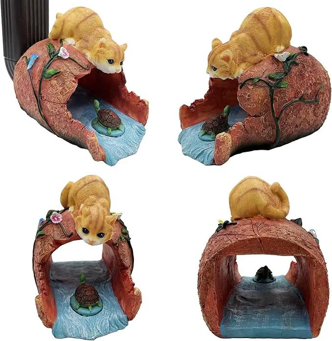 Cat Statue 3" x 4" Gutter Downspout Splash Block, Outdoor Garden Animal Decor Sculpture, Decorative Gutter Extension Diverter, UV-Resistant, Perfect for Garden Rain Downspout Diverter by GreenHaven Gardens