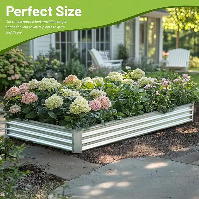 2PCS 8x4x1ft Raised Garden Bed-Outdoor Galvanized Planter Box for Vegetables, Fruits,Herbs, Flowers, Metal Raised Garden Bed kit-Sliver by GreenHaven Gardens
