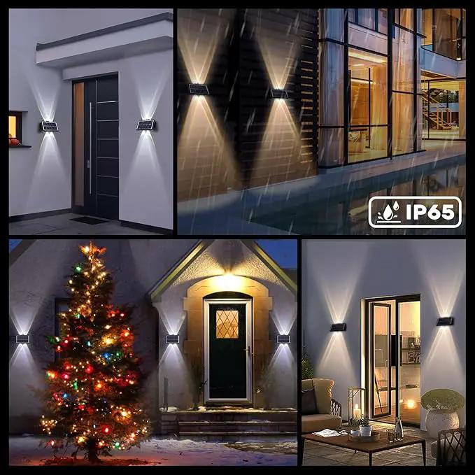 4LED Solar Wall Lights, Up and Down Lighting Solar Light Outdoor Waterproof IP65, 6500K/3000K Solar Fence Light for Yard Garden Garage Christmas Decorations (4 Pack) by GreenHaven Gardens