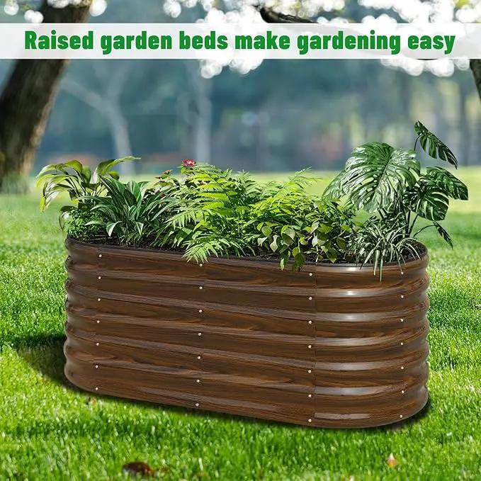 SnugNiture Galvanized Steel Raised Garden Bed, 4x2x2 ft, Outdoor Oval Deep Root Planter Box for Growing Vegetables, Flowers and Fruits by GreenHaven Gardens