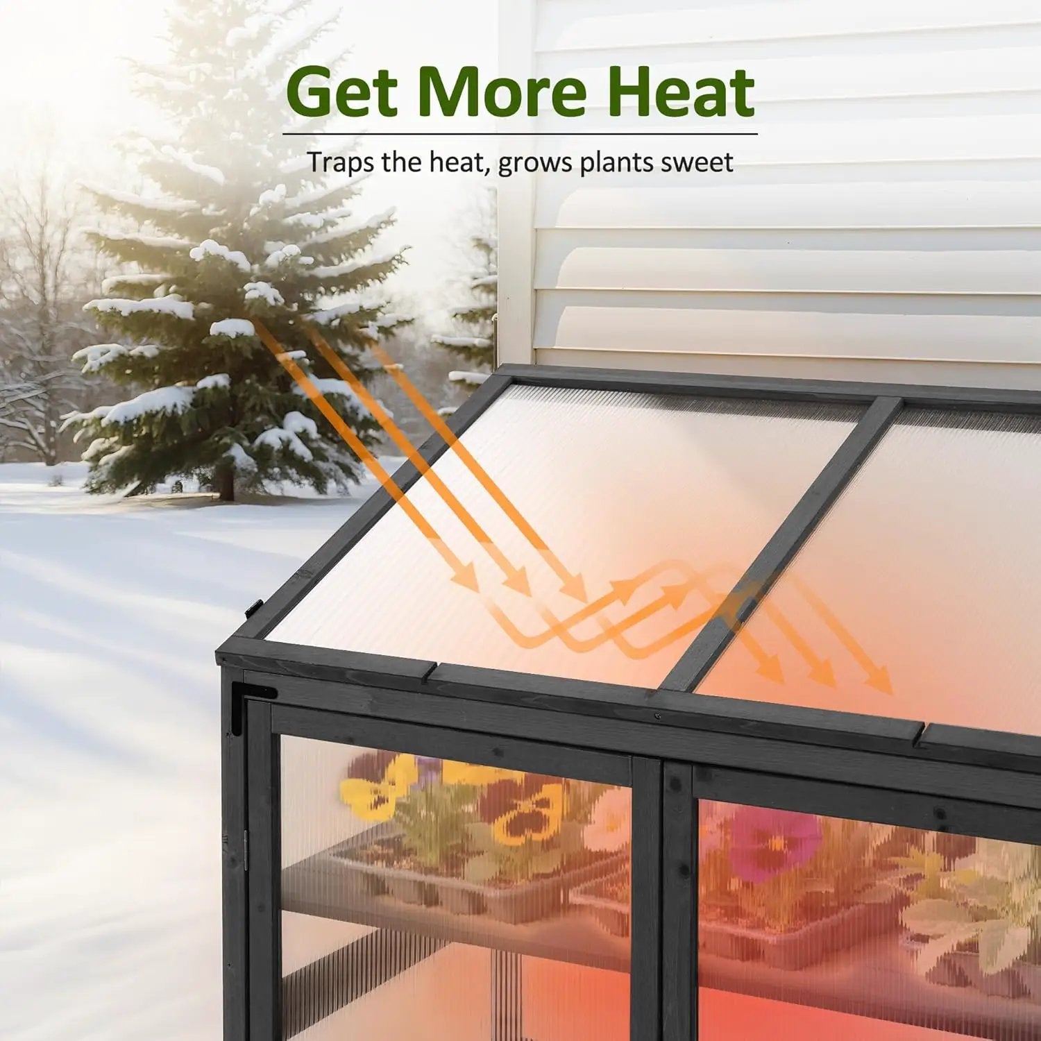 Macrout Cold Frame Greenhouse, Large Wooden Greenhouse Cabinet, Garden Cold Frame with Adjustable Shelves for Outdoor Indoor Use, 1344 (Dark Grey) by GreenHaven Gardens