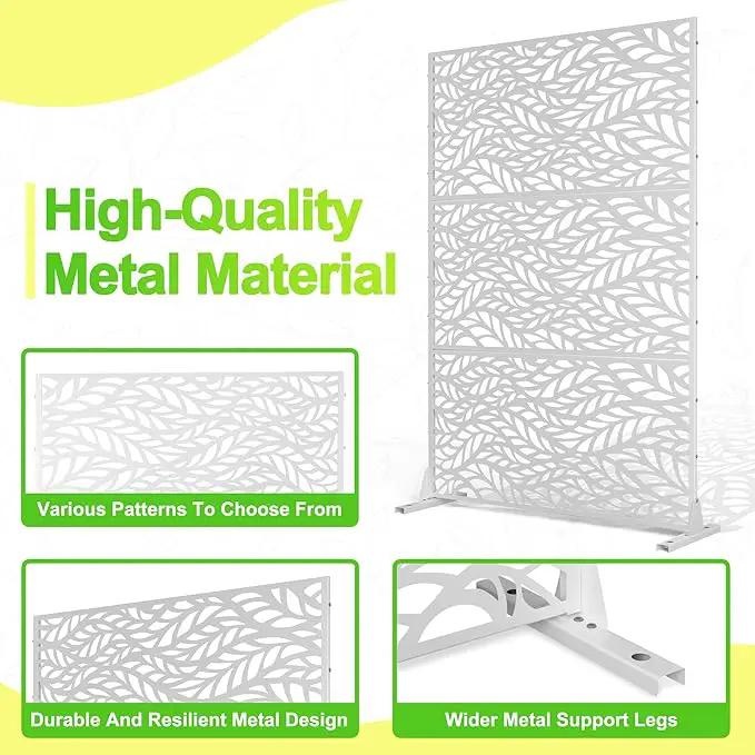 Outdoor Privacy Screen,72" H×47" W Metal Privacy Screen, Freestanding Privacy Fence Panels for Patio by GreenHaven Gardens