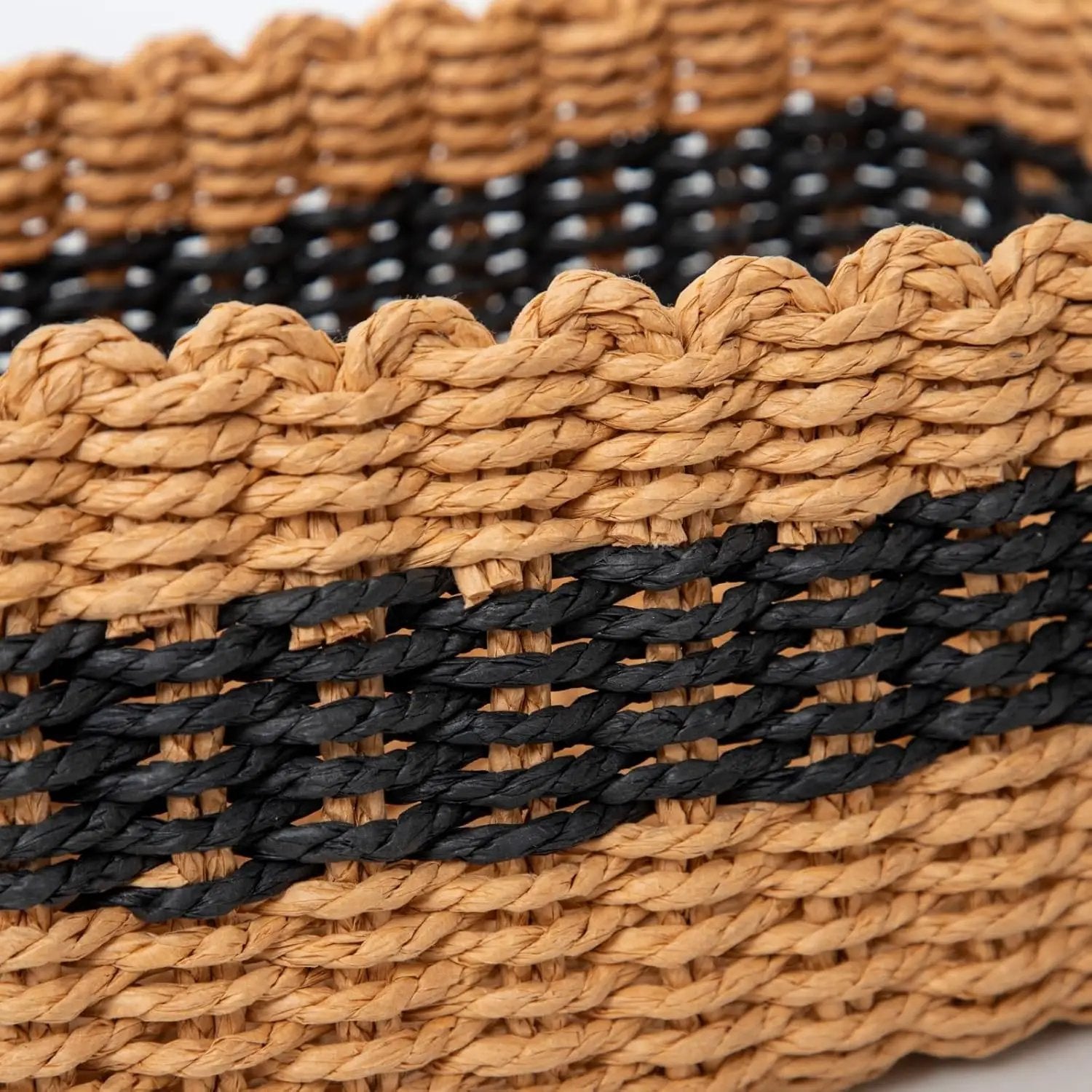 Small baskets for Organizing,Cute woven Storage basket with recycled paper rope for Shelves Bathroom,Little decorative basket,Set of 3 (Desert&Black) by GreenHaven Gardens