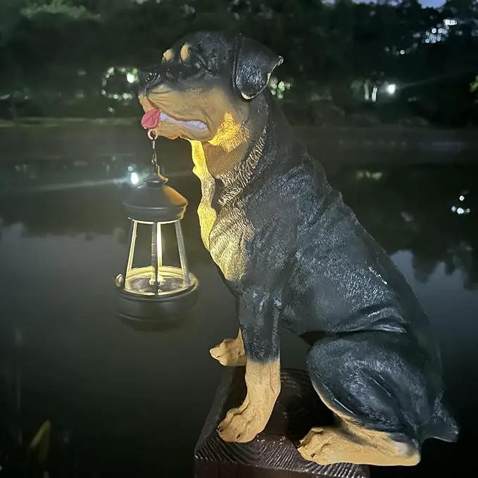 Garden Statues Dog Solar Hanging Light, Courtyard Resin Simulated Handicraft Dog Statue Ornament, Garden Yard Entrance Decoration. by GreenHaven Gardens