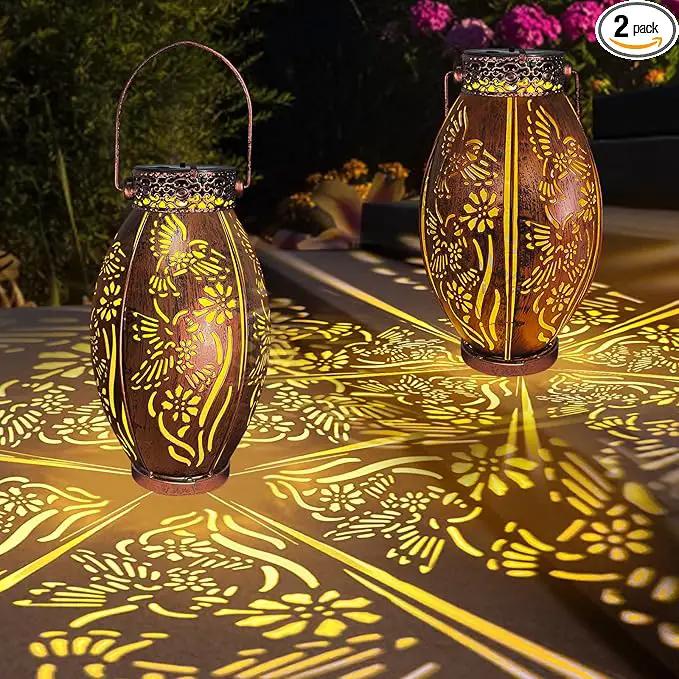 pearlstar 2 Pack Decorative Solar Lantern Lights for Hanging or Table Outdoor Solar Light for Patio Yard Garden Lawn Landscape Lighting Waterproof, Gift for Wamen Men Mom, Warm Lights,Hummingbird by GreenHaven Gardens