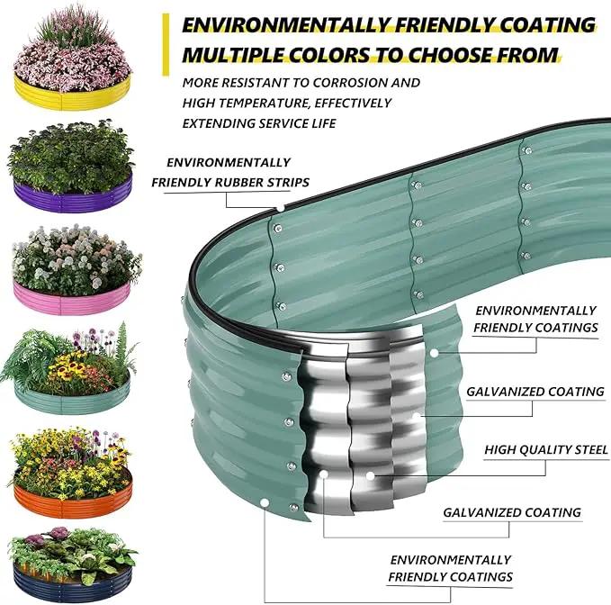 Galvanized Metal Planter Round Raised Garden Bed Kit for Gardening Outdoor，3x3x1ft Grow Garden Box Raised Flower Bed，Round Galvanized Planter Outdoor Large Metal Fire Pit Ring by GreenHaven Gardens