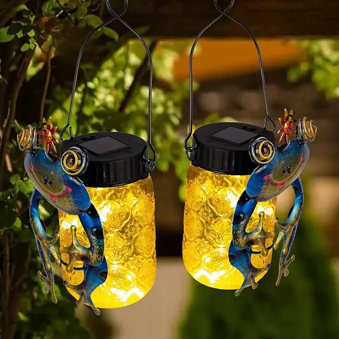 2 Pack Frog Solar Lantern,Jar Solar Lanterns Outdoor Waterproof Frog Hanging Solar Lantern,Outdoor Solar Lanterns with String Light for Garden Table Decor by GreenHaven Gardens