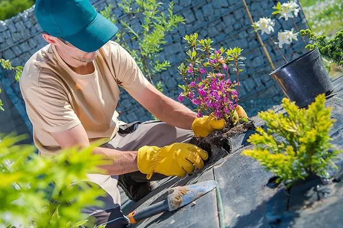 DULFINE Leather Work Gloves for Men & Women, Reinforced Durable Gardening Gloves,Cowhide Work Gloves,Puncture & Cut Resistant by GreenHaven Gardens