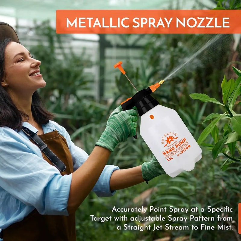 Handheld Pumping Sprayer Viton Seals Sprayers in Lawn and Garden, Spray Bottles for Cleaning Chemical Sprayer Continuous Spray Bottle for Plants 2 Pack 1.5L (0.4 Gal/51oz) by GreenHaven Gardens