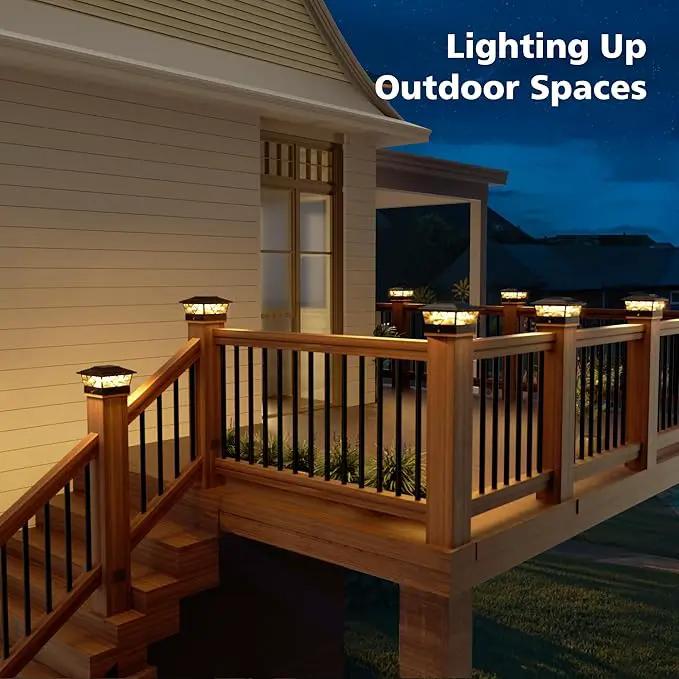 NIORSUN Solar Post Lights Outdoor 6 Pack, 2 Modes LED, Deck Fence Post Solar Lights for 3.5x3.5 4x4 5x5 5.5x5.5 Caps Patio Garden Decoration, Black by GreenHaven Gardens