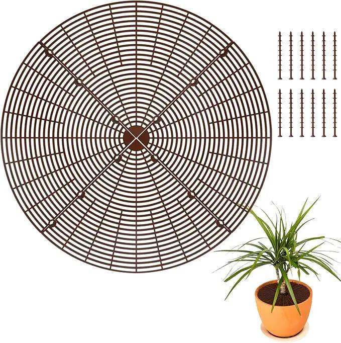 3 Pcs Plant Pot Grid Cover Protectors from Animals- Diameter 20.8" Cuttable Flower Pot Cover with 36 Stakes, Keep Cats Out of Potted Plants, Cat Digging Stopper Baby Safety Soil Cover for Indoor by GreenHaven Gardens