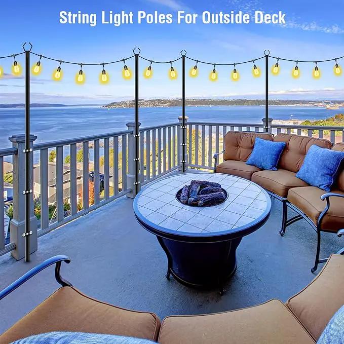 Aulimhti 10Ft Metal Poles with Fork for Outdoor String Lights,2 Pack Light Stand for Outside Garden,Patio,Wedding,Backyard,Deck,Party by GreenHaven Gardens