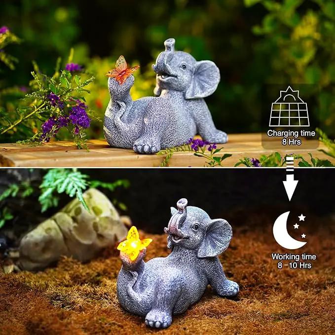 Goodeco Elephant Statue with Solar Butterfly - Ideal Gifts for Women, Mom or Birthdays, Beautifully Crafted Outdoor Decorations to Wow Your Guests by GreenHaven Gardens