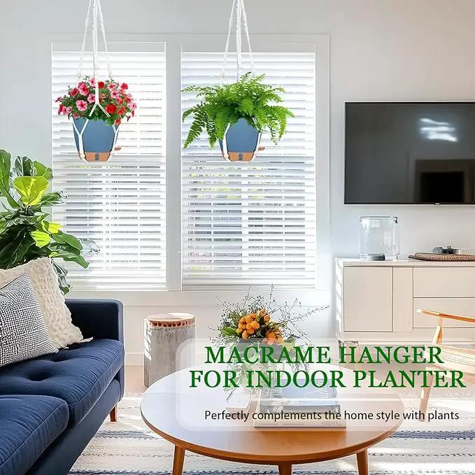Hanging Planters for Indoor Plants 8 Inch, 2 Pack Hanging Baskets for Plants, Self Watering Hanging Flower Pots with Drainage Hole & 2 Kinds of Plant Hangers for Garden Home Decor (Navy Blue, 8 inch) by GreenHaven Gardens