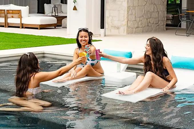 Aqua Outdoors Pool Chaise Lounge Chairs for Ledge & Shelf, Water-Weighted Pool Lounger for Depths Up to 9”, No Screw Plugs & Tools Needed, White Granite Ledge Lounger, Set of 2 by GreenHaven Gardens
