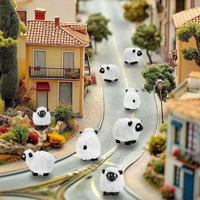 Bbiamsleep 105 Pcs Mini Sheep Figurines Miniature Sheep Tiny Sheep Mini Plastic Sheep Mini Resin Figurine for Fairy Garden Micro Landscape Decor Cake Topper by GreenHaven Gardens