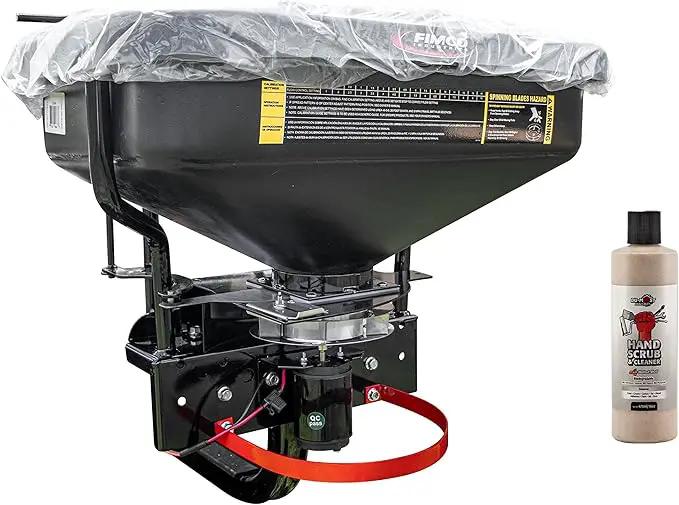 FIMCO 5302957 (ATV-DMS-12V-2RC) 2.2 cu ft ATV/UTV Dry Material Spreader with 2" Receiver Mount & Rain Cover Bundle with DU-Most Heavy-Duty Walnut Hand Scrub & Cleaner, 16 oz by GreenHaven Gardens