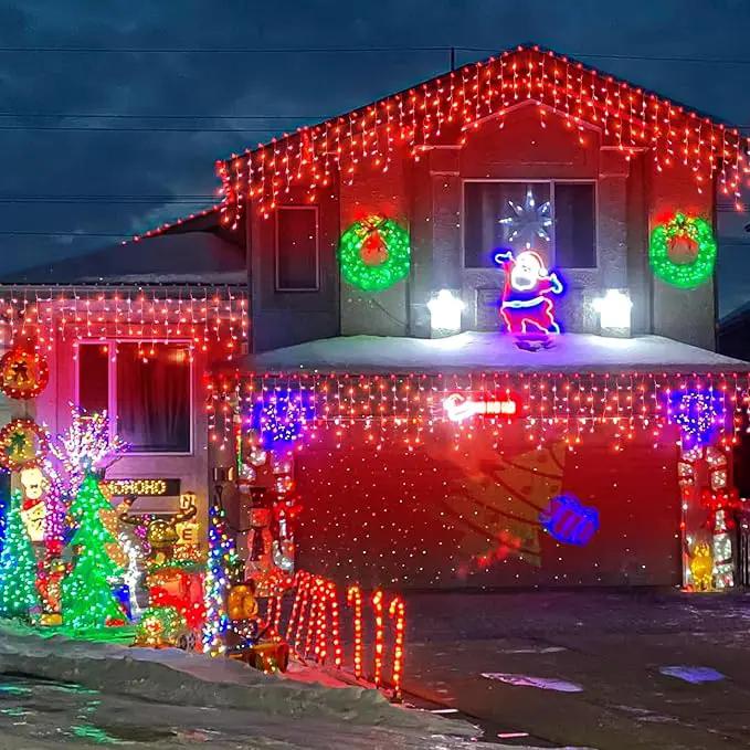 Christmas Icicle Lights Outdoor, 66Ft 640 LED Icicle Lights for Outside with 8 Modes Timers, Waterproof Plug in String Light for House Yard Eave Patio Wedding Party Holiday Decorations, Red by GreenHaven Gardens