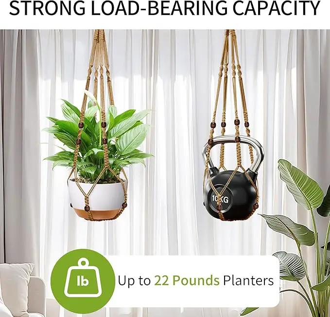 35 Inch Macrame Plant Hanger - Fits 4-13 Inch Pots, Supports Up to 22lbs, Sturdy Hanging Planter Holder for Indoor Outdoor, Boho Home Decor, 2 Pack, Brown (POTS NOT Included) by GreenHaven Gardens