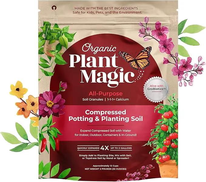 Compressed Organic Potting Soil for Garden, Plants & Vegetables - Expands 4x When Mixed with Water - Indoor or Outdoor Use - Plant Food Mix Derived from Natural Coconut Coir & Worm Castings Fertilizer by GreenHaven Gardens