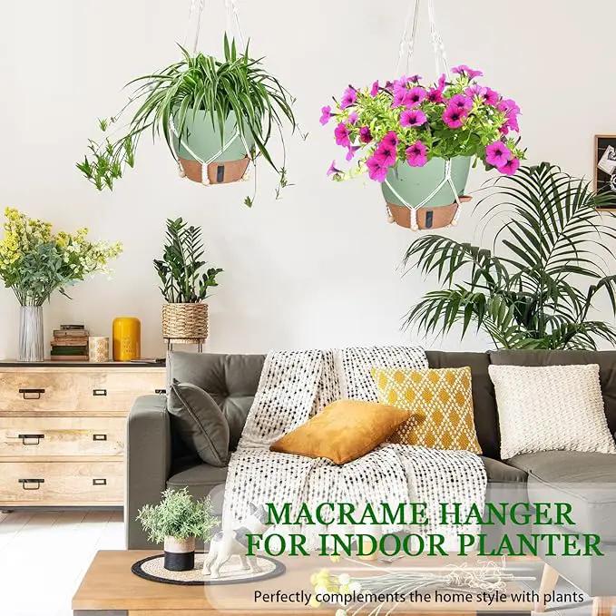 10 Inch Hanging Planters for Indoor Plants, 2 Pack Self Watering Hanging Baskets Flower Pots with Drainage Hole, Visual Reservoir & 2 Kinds of Plant Hanger for Outdoor Garden Home Decor by GreenHaven Gardens